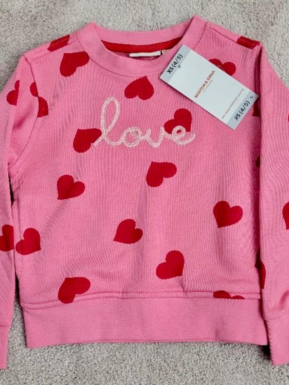 SCOTCH & SODA GIRL’S VALENTINE’S DAY RELAXED FIT SWEATSHIRT SIZE XS (4/5) PINK